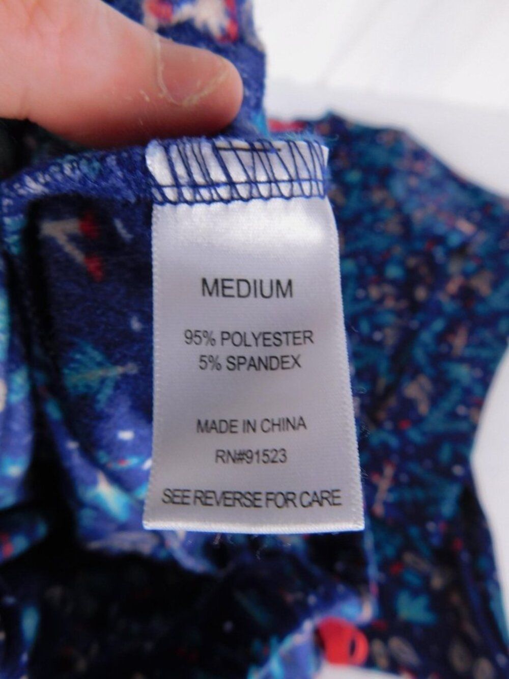 Pajama Set Womens M Blue Fleece Holiday Floral Long Sleeve Pants Christmas - Picture 6 of 8